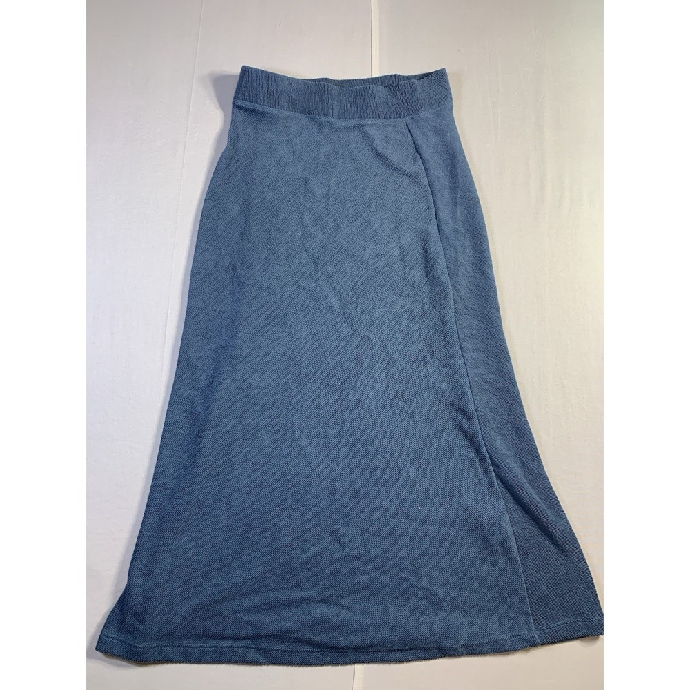ZARA Knit Midi Skirt Blue Stretch Waist women's size M